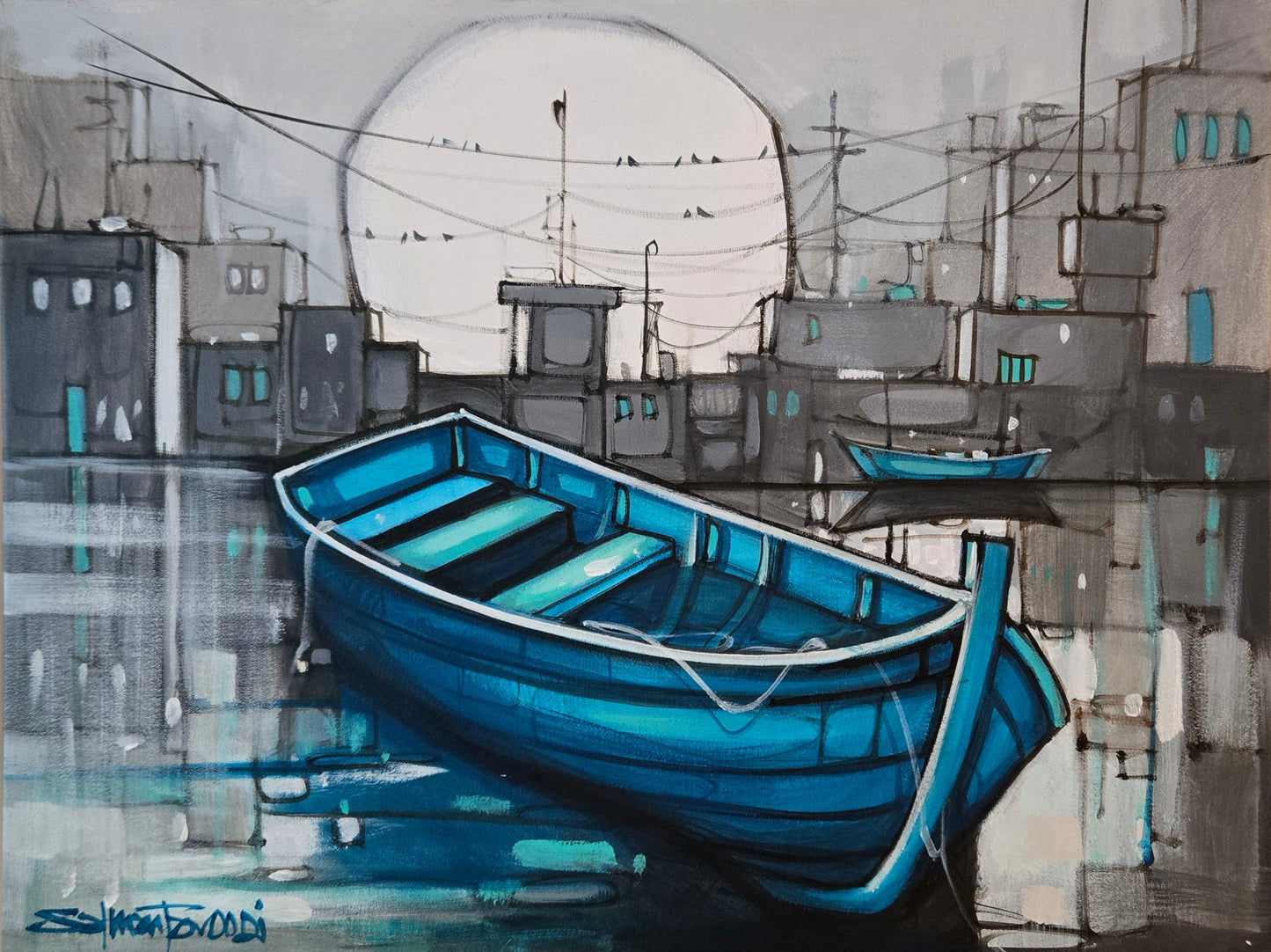 Untitled, Cityscape Painting by Salman Farooqi, Acrylic on Canvas, 24 x 18 inches