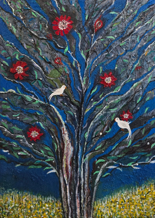 Untitled, Abstract Painting by Samina Arjumand, Oil on Canvas, 34 x 48 inches