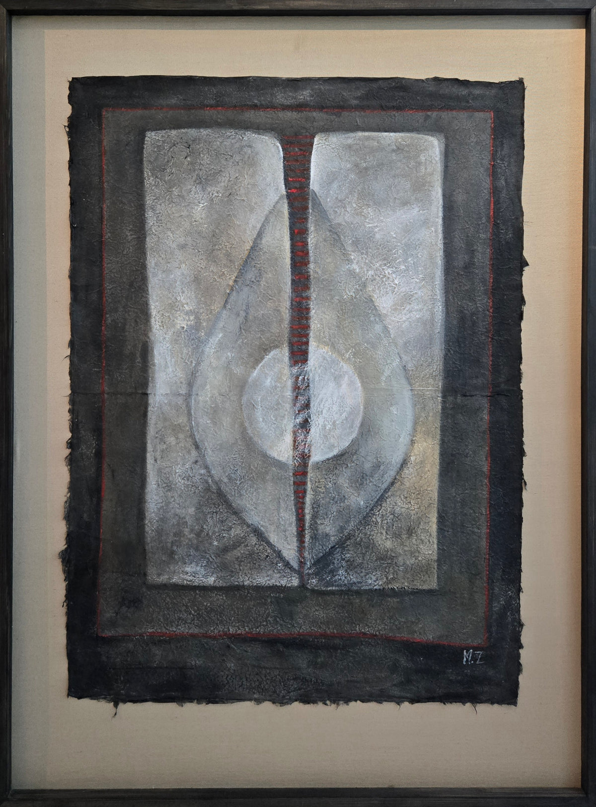 Untitled, Abstract Painting by Mobina Zuberi, Oil on Nepalese Paper, 32 x 43.5 inches