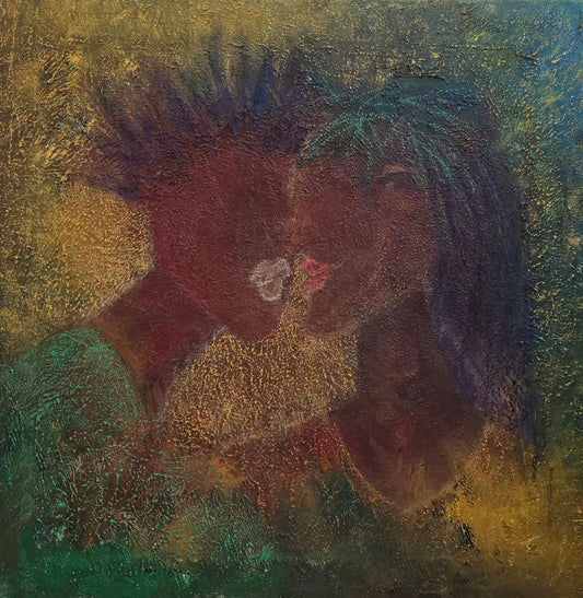 Untitled, Abstract Painting by Arjumand Faisel, Oil Pastels on Canvas, 24 x 24 inches