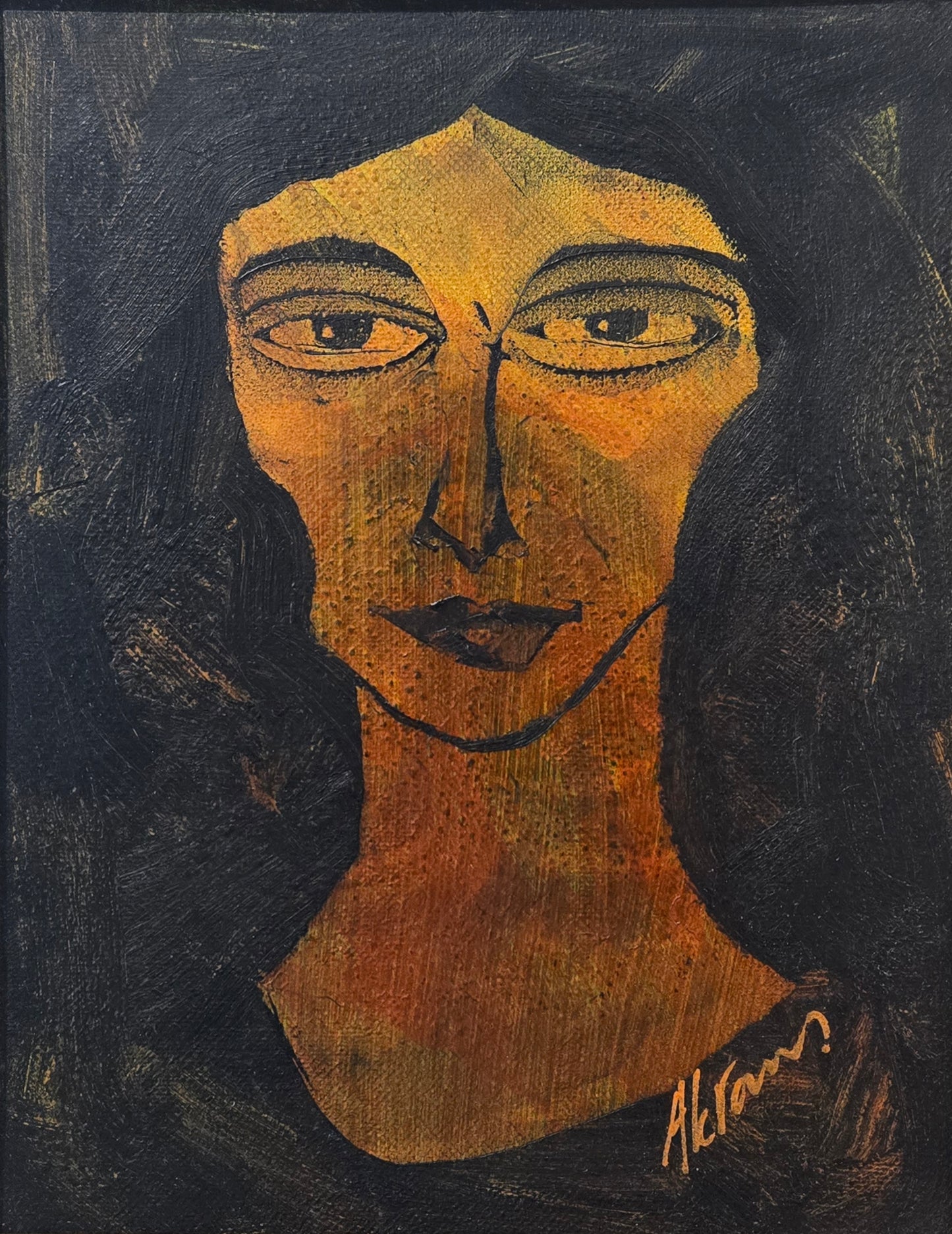Untitled, Portrait Painting by Akram Dost, Acrylic on Canvas & Wood, 11 x 14 Inches