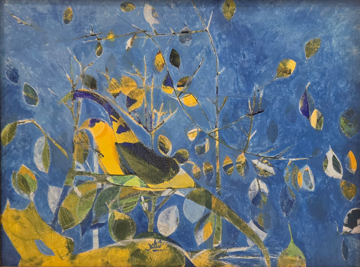 Sparrow & Horus, Abstract Painting by Shahid Iqbal Sandhu, Mixed Media on Canvas, 24 x 18 Inches