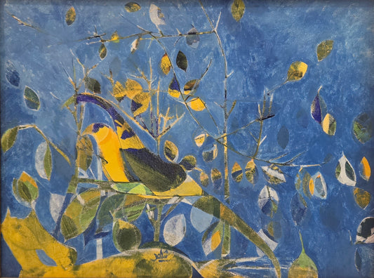 Sparrow & Horus, Abstract Painting by Shahid Iqbal Sandhu, Mixed Media on Canvas, 24 x 18 Inches