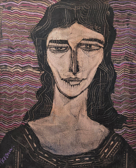 Untitled, Portrait Painting by Akram Dost, Acrylic on Canvas, 18 x 24 Inches