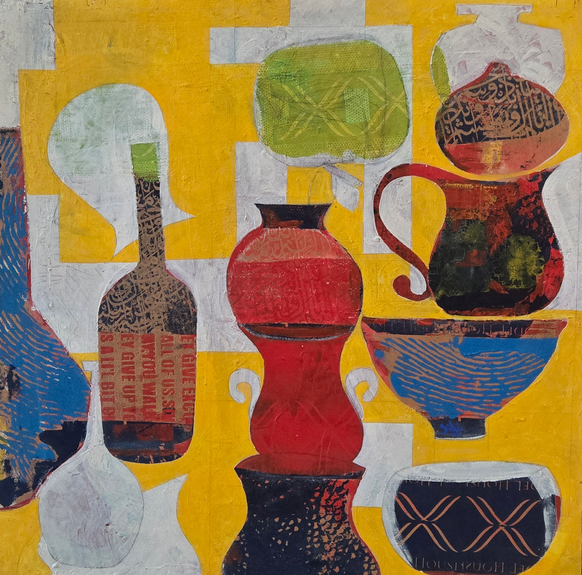 Mood & Mud, Abstract Painting by Shahid Iqbal Sandhu, Mixed Media on Canvas, 20 x 20 Inches