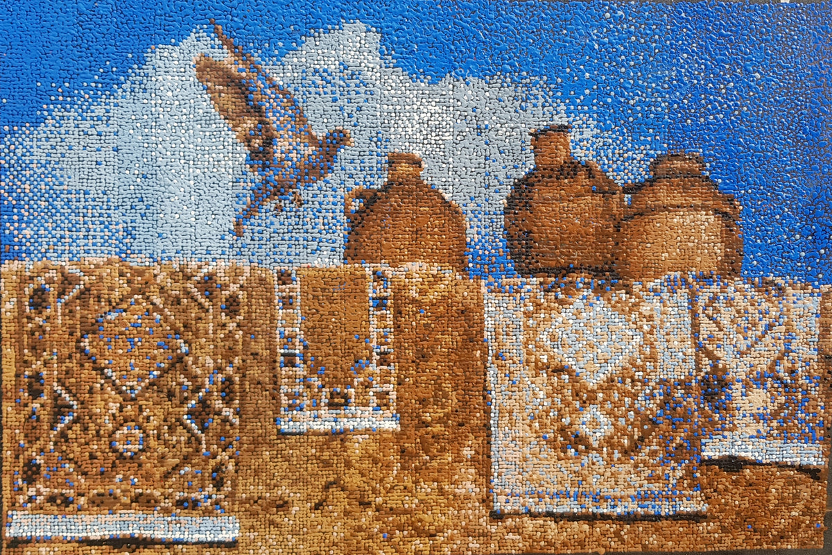Thirsty, Still Life Painting by Adnan Khan, Oil on Canvas, 39 x 26 Inches