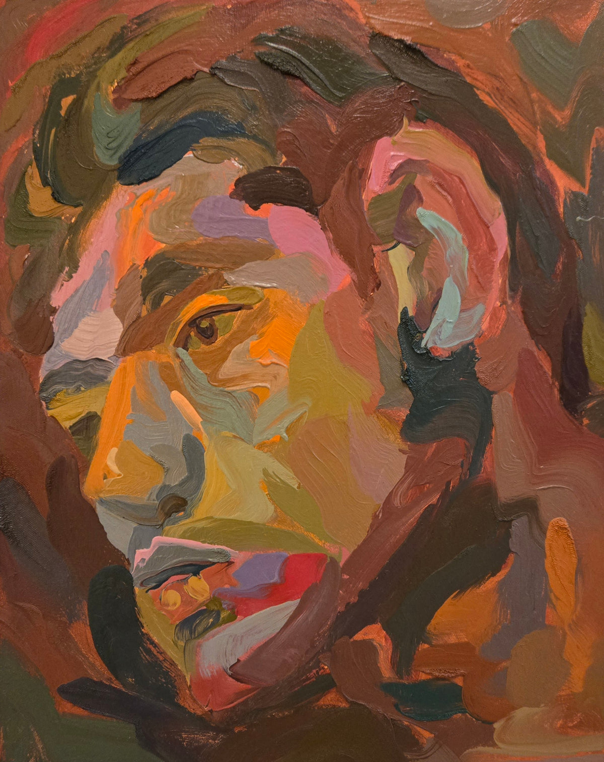 Portrait Painting by Tayyeb Munawar, Oil on Canvas, 16 x 20 Inches