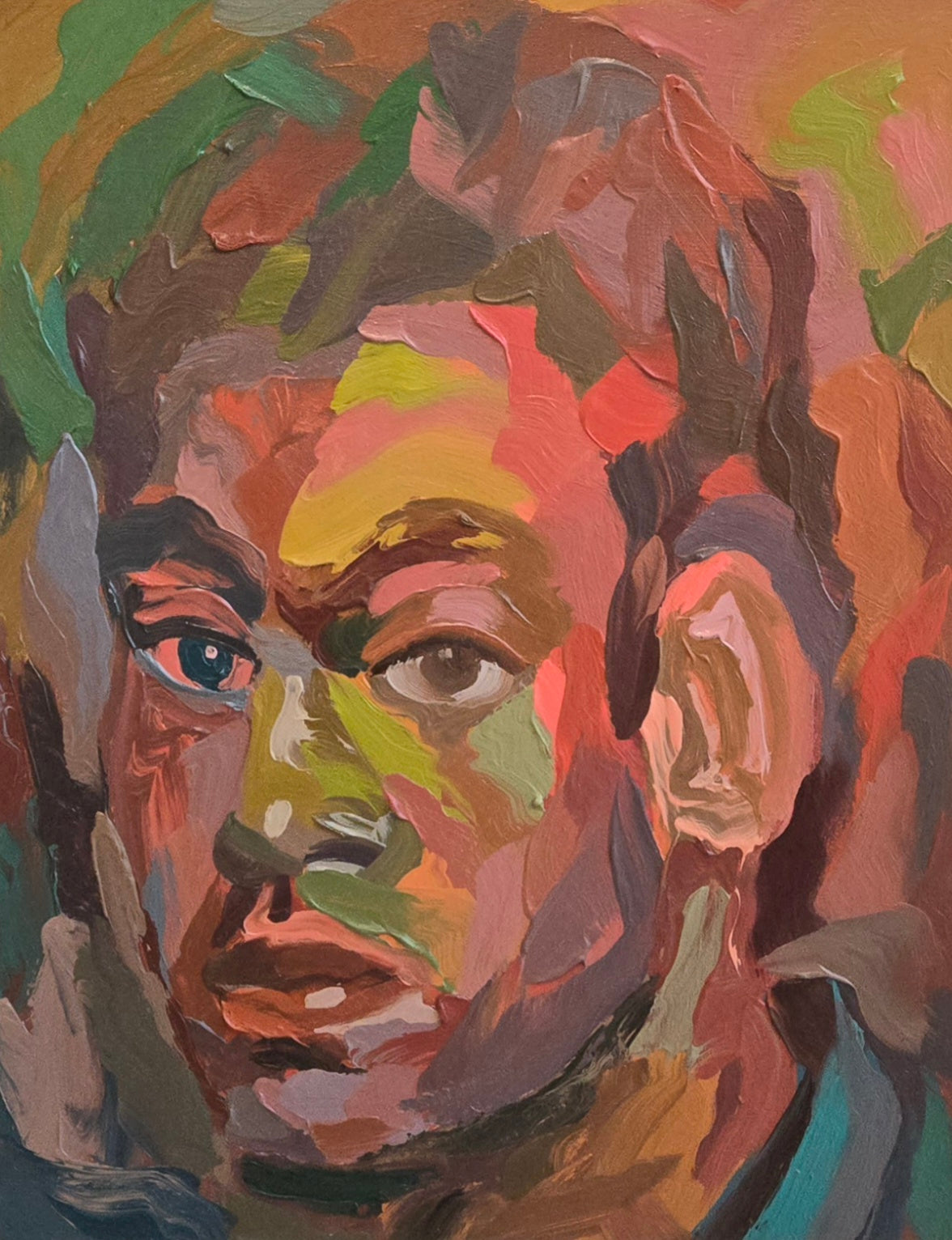 Portrait Painting by Tayyeb Munawar, Oil on Canvas, 16 x 20 Inches