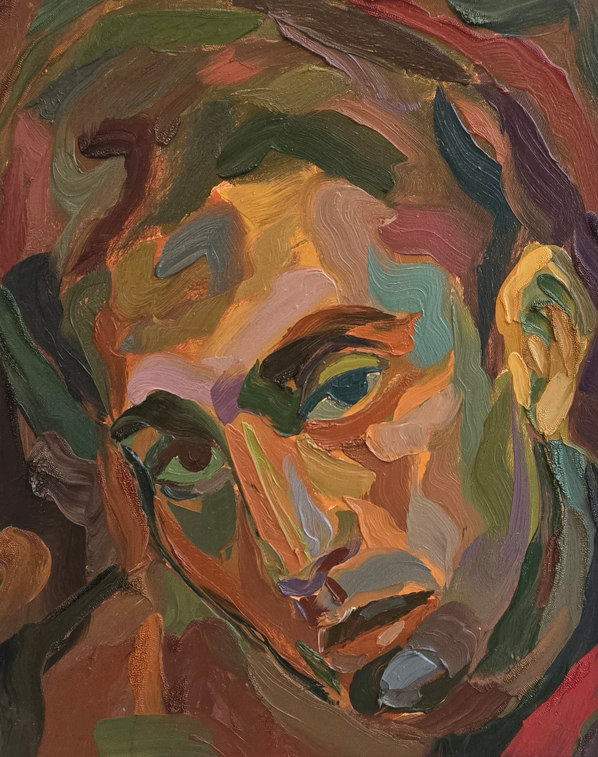 Portrait Painting by Tayyeb Munawar, Oil on Canvas, 16 x 20 Inches