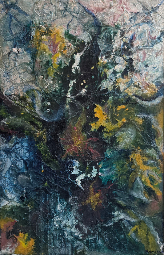 Abstract Painting by Samina Arjumand, Oil on Canvas, 23 x 35.5 Inches
