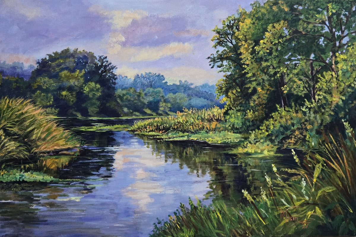 "Where Silence Flows", Landscape Painting by Muhammad Mohsin Rasheed, Acrylic on Canvas, 30 x 20 Inches
