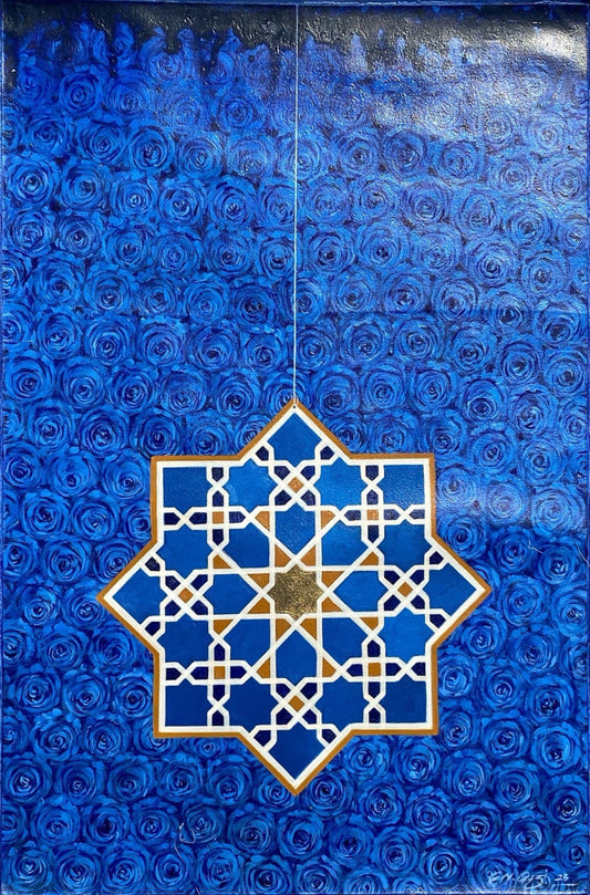 Untitled, Abstract Painting by GN Qazi, Oil on Canvas, 24 x 36 inches