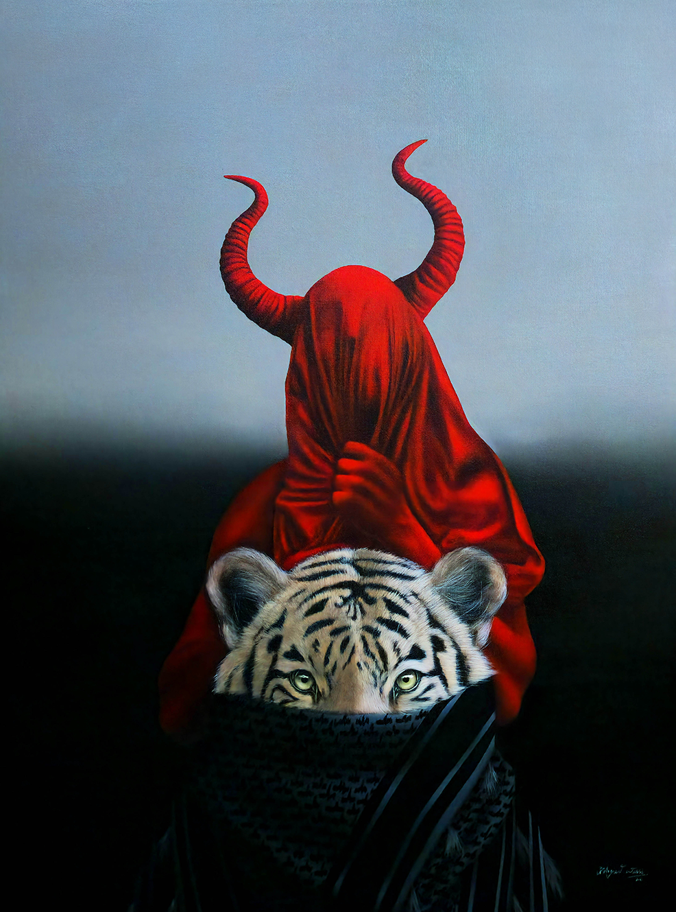 The Face of Oppression, Figurative Painting by Behzad Ahmed Warsi, Oil on Canvas, 30 x 40 inches