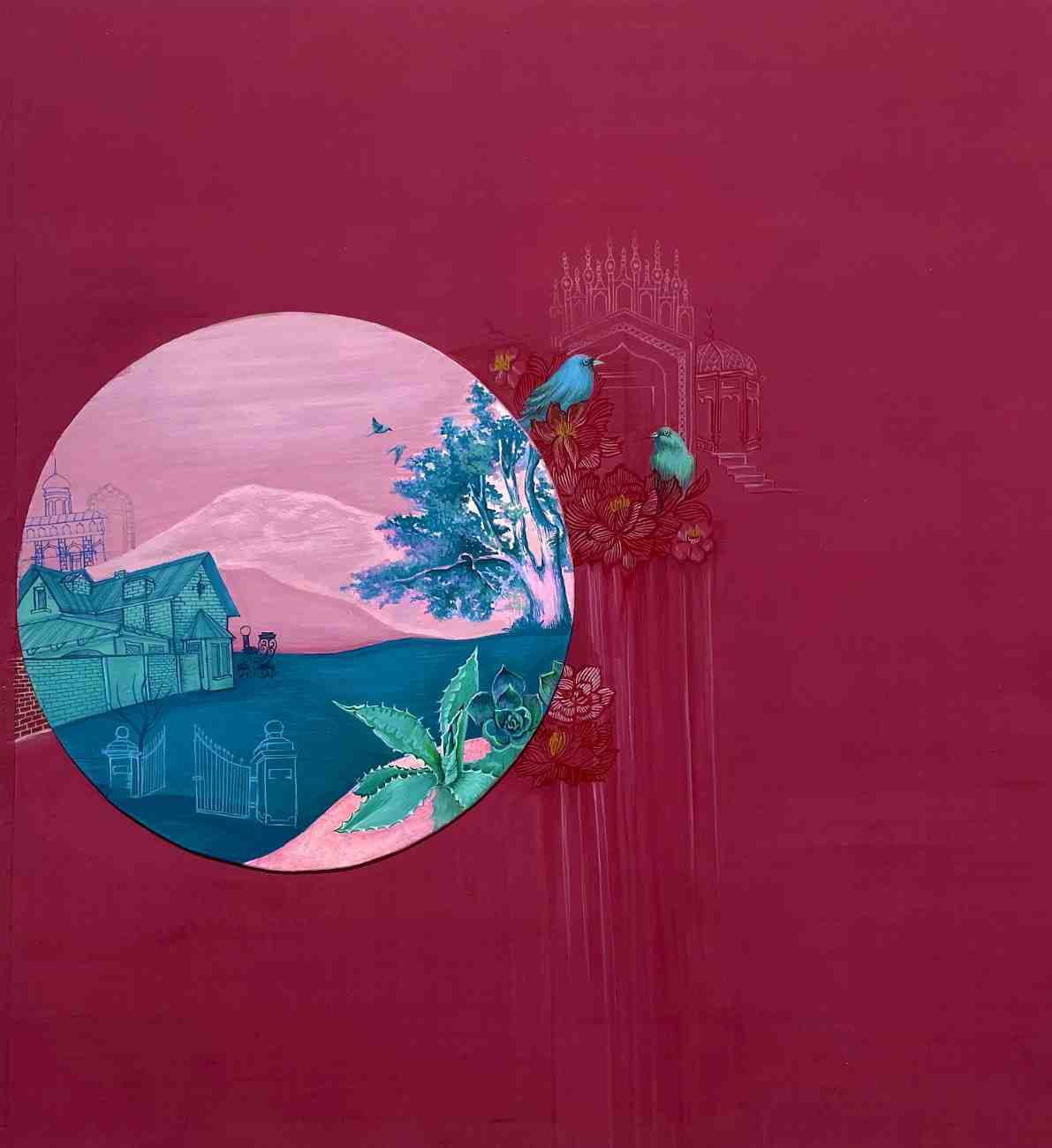 A Beautiful Longing, Cityscape Painting by Fatima Maqbool, Gouache on Wasli, 11 x 12 inches