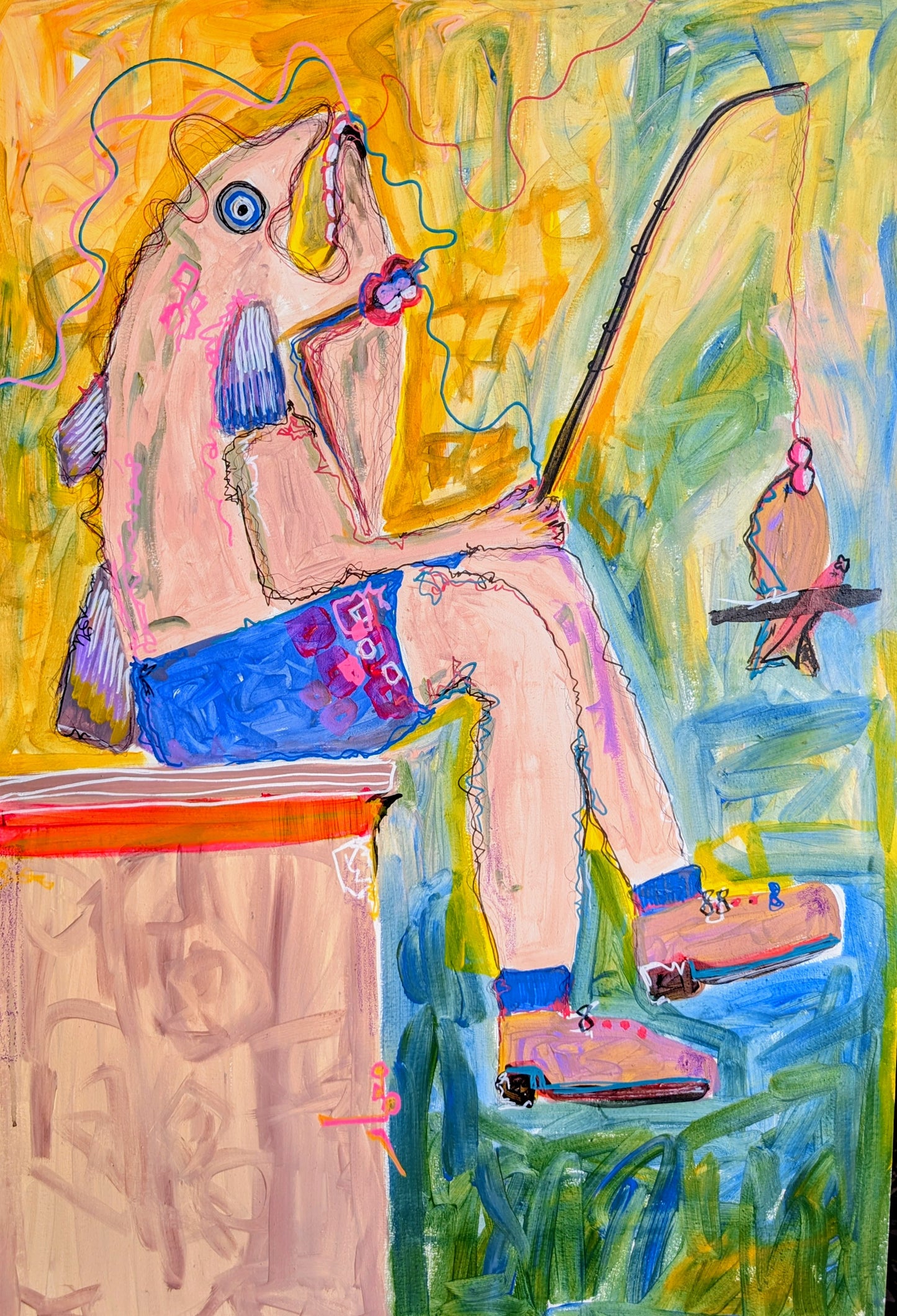 A Taste of Somewhere, Figurative Painting by Samiya Mahir Sheikh, Acrylics & Mixed Media on Canvas, 24 x 36 inches
