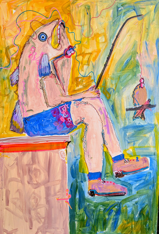 A Taste of Somewhere, Figurative Painting by Samiya Mahir Sheikh, Acrylics & Mixed Media on Canvas, 24 x 36 inches