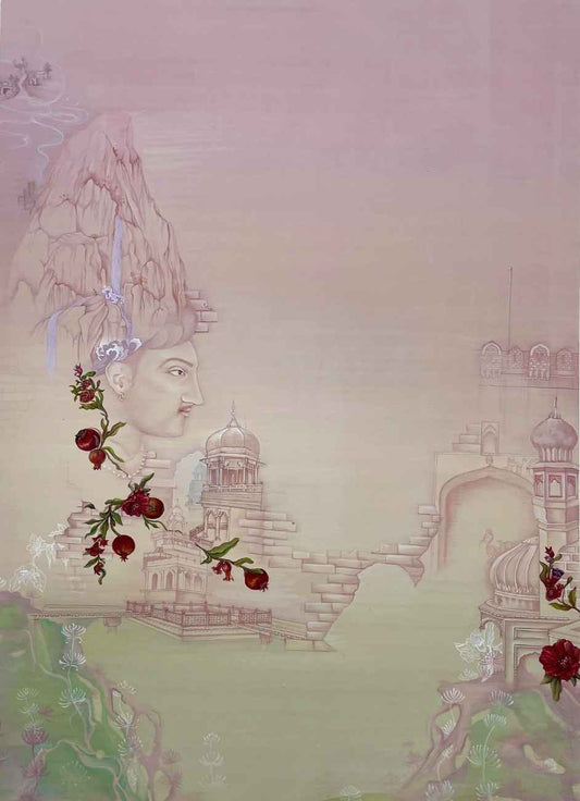 A Walled Kali, Cityscape Painting by Fatima Maqbool, Gouache on Wasli, 14 x 19 inches