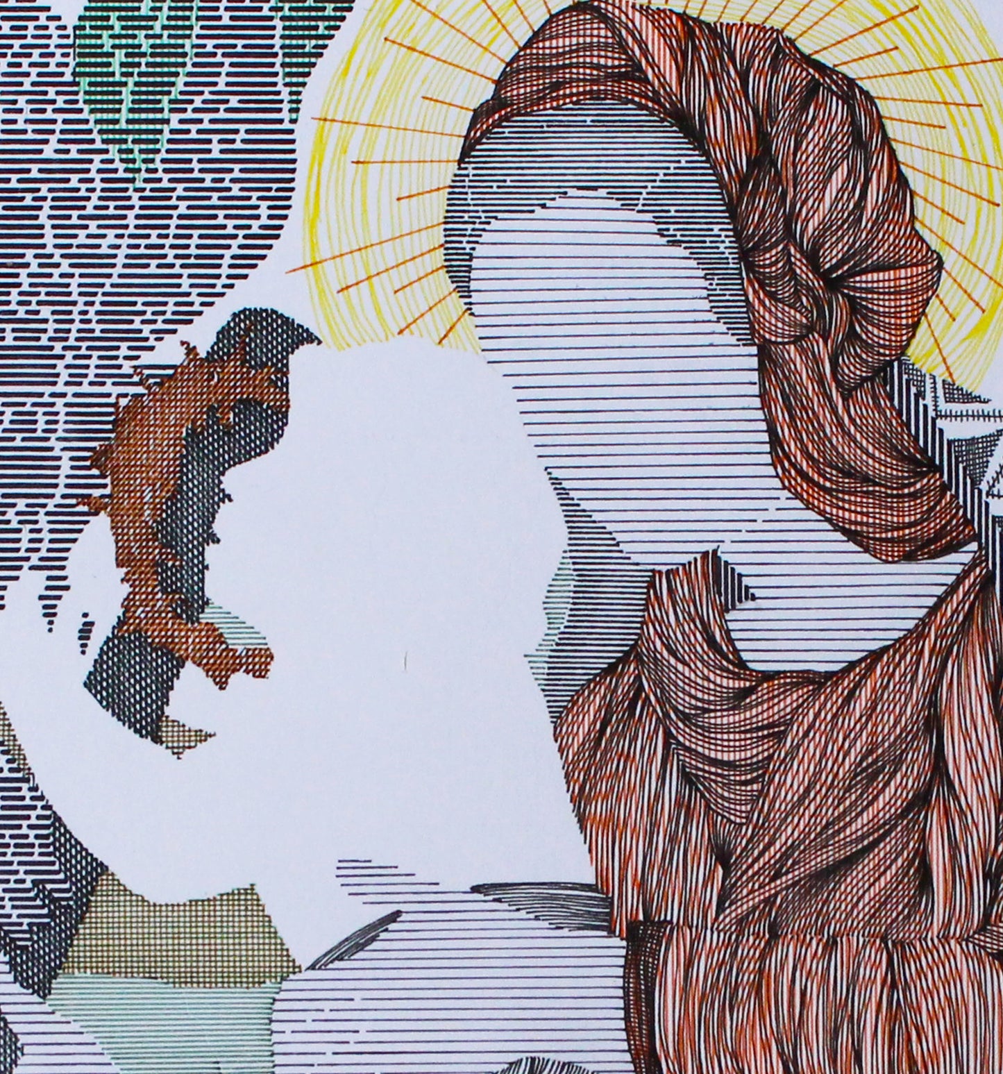 A Timeless Thread-IV, Figurative Painting by Ramsha Rubbani, Gouache & Ink on Acid Free Paper, 23.5 x 16.5 Inches