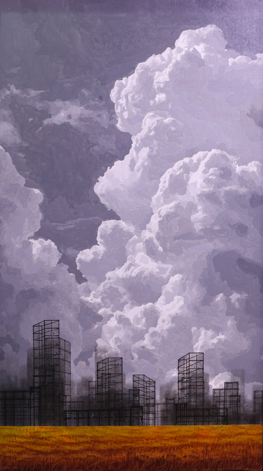"The Last Green Breath - IV", Landscape Painting by Safwan Bashir, Acrylic on Canvas, 29.5 x 55 inches