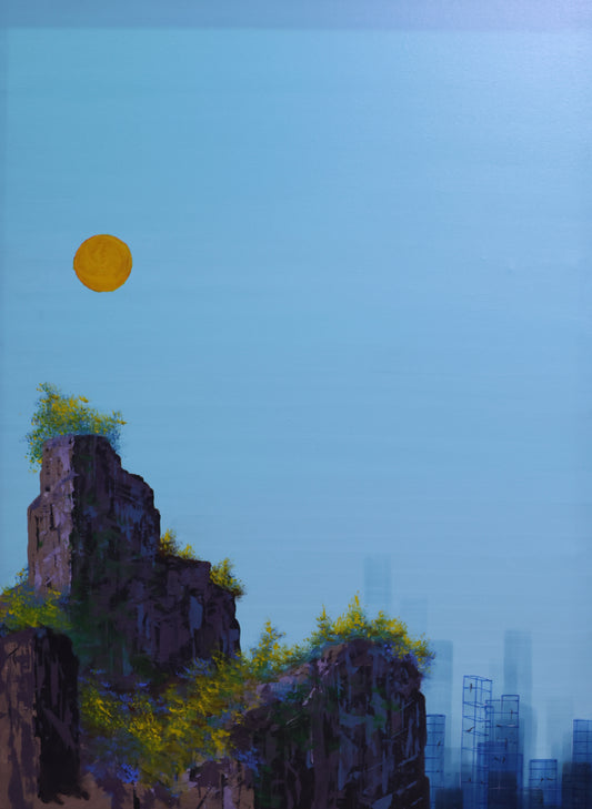 "The Last Green Breath - V", Landscape Painting by Safwan Bashir, Acrylic on Canvas, 32 x 44 inches