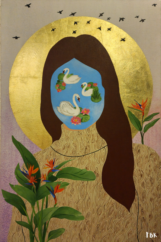 Becoming Still, Abstract Painting by Fardeen Burhan Khan, Mixed Media on Canvas, 24 x 36 inches