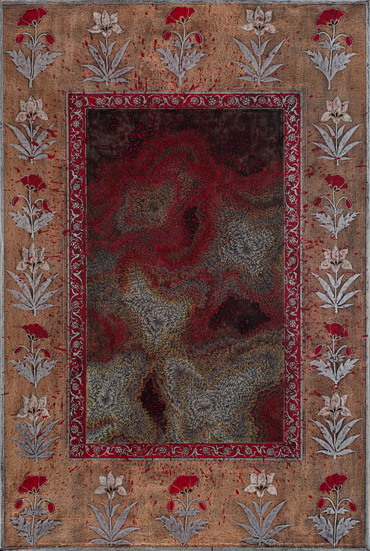 Blood to Blooms, Abstract Painting by Mirza Zeeshan, Acrylic on Canvas, 40 x 60 Inches