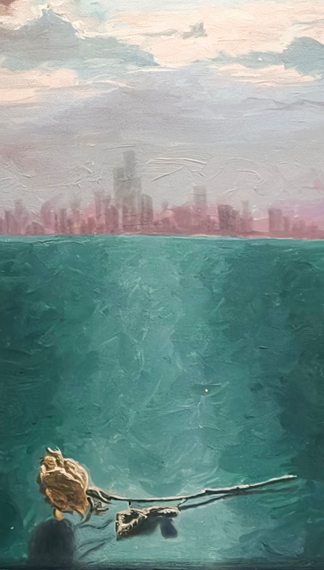 Borrowed Green, Figurative Painting by Safwan Bashir, Oil on Canvas, 35 x 60 Inches