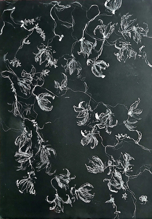 New Heaven, Floral Painting by Sarah Mumtaz, Oil Pastel on Paper, 23 x 31 Inches