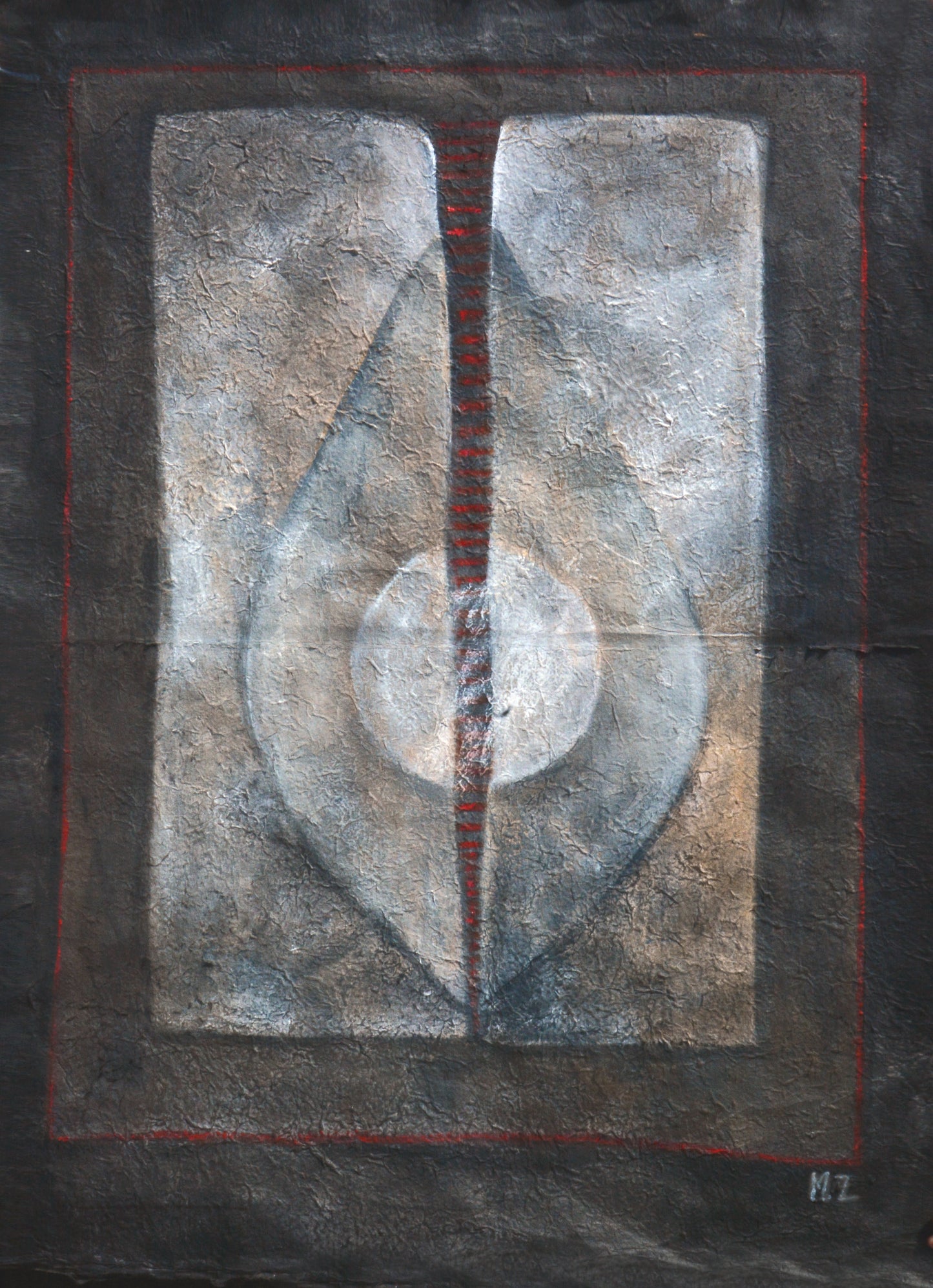 Untitled, Abstract Painting by Mobina Zuberi, Oil on Nepalese Paper, 32 x 43.5 inches