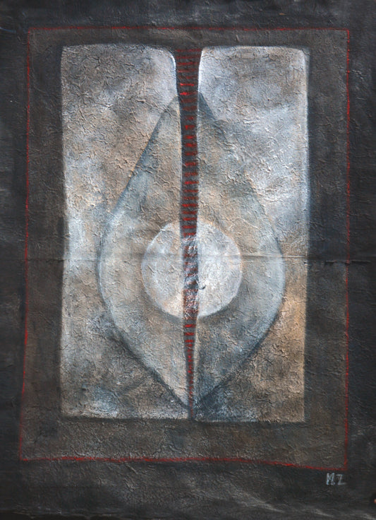 Untitled, Abstract Painting by Mobina Zuberi, Oil on Nepalese Paper, 32 x 43.5 inches