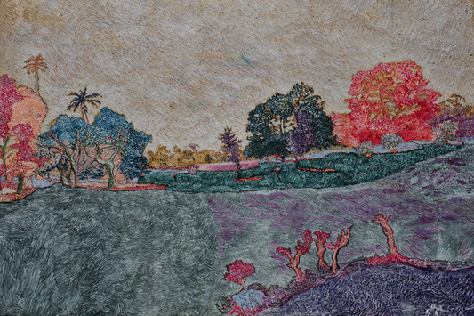 Date Palm, Landscape Painting by Sayed Yawar Abbas, Oil on Canvas, 36 x 24 inches