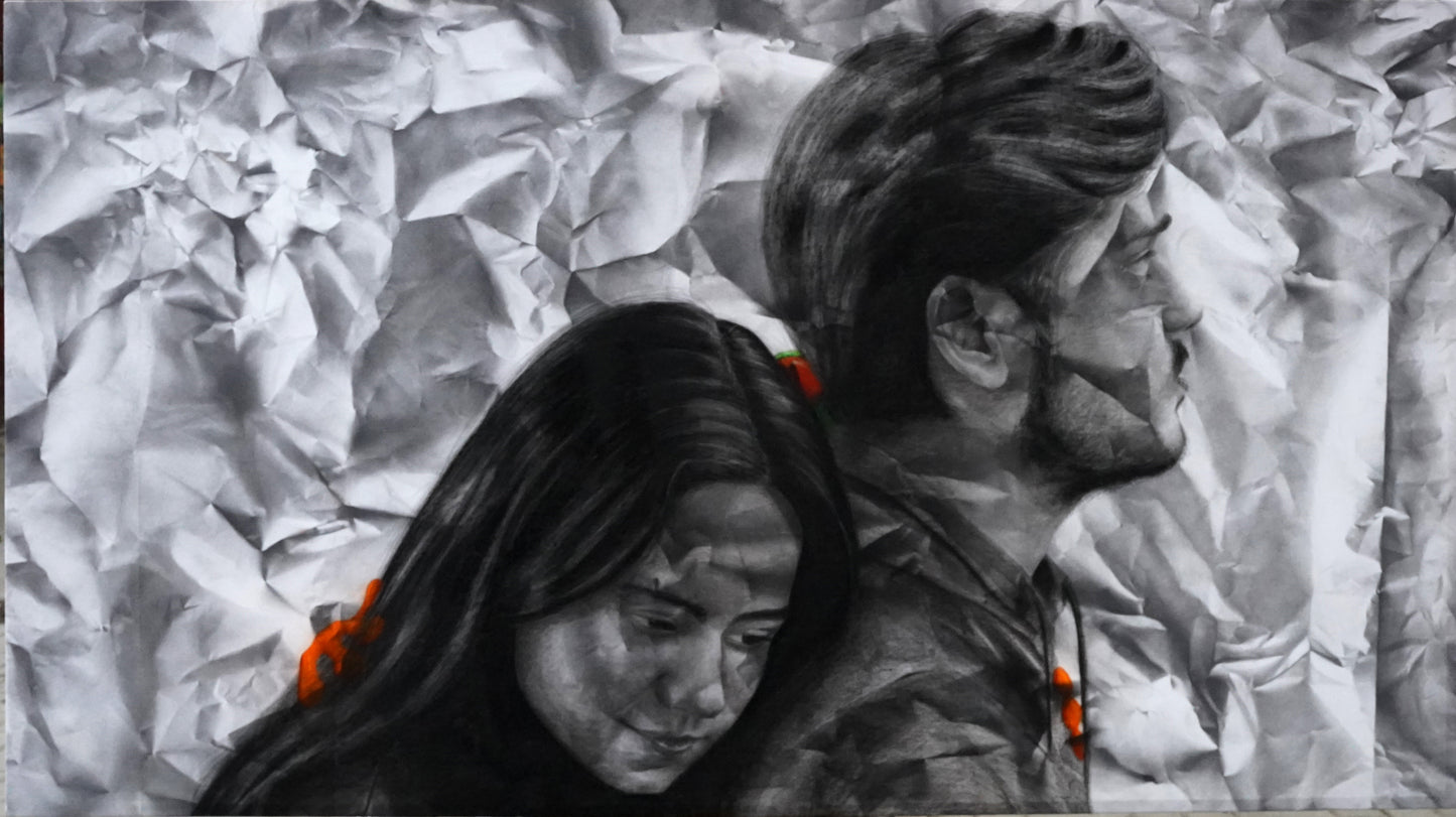 Endlessly, Figurative Painting by Abdul Mannan, Mixed Media on Canvas, 90 x 50 inches