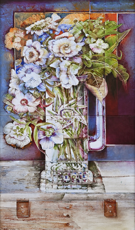 Tapestry In Nature-II, Floral Painting by Mona Naqsh, Oil on Canvas, 18 x 36 inches (PRICE ON REQUEST)