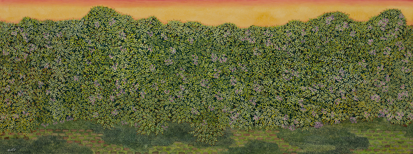 Hidden Garden, Miniature Painting by Aaila Zahra, Gouache on Paper, 50.3 x 21.7 inches