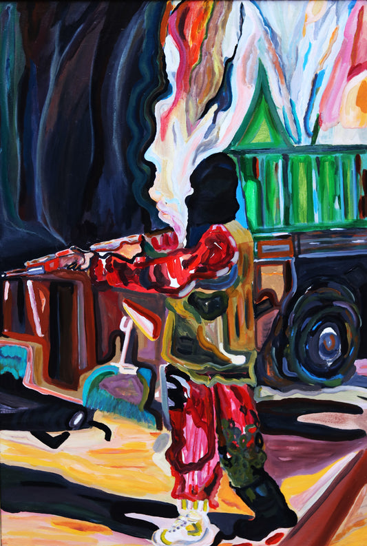 Good and Bad II, Abstract Painting by Waseem Abas, Acrylic on Canvas, 24 x 36 inches