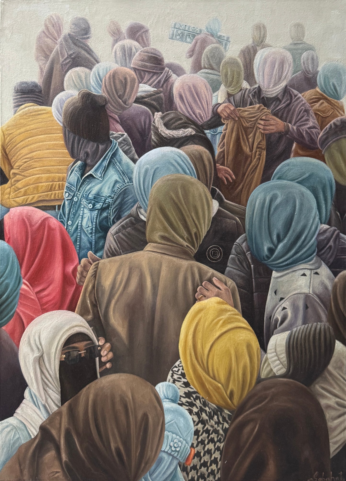 Invisible Lives l, Figurative Painting by Sabahat Nisar, Oil on Canvas, 21 x 29 inches