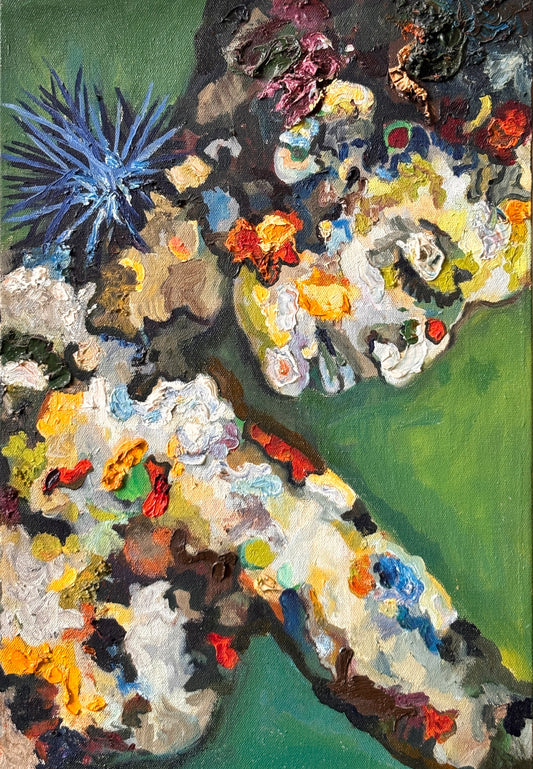Untitled, Figurative Painting by Samra Cheema, Oil on Canvas, 11.8 × 17.8 inches