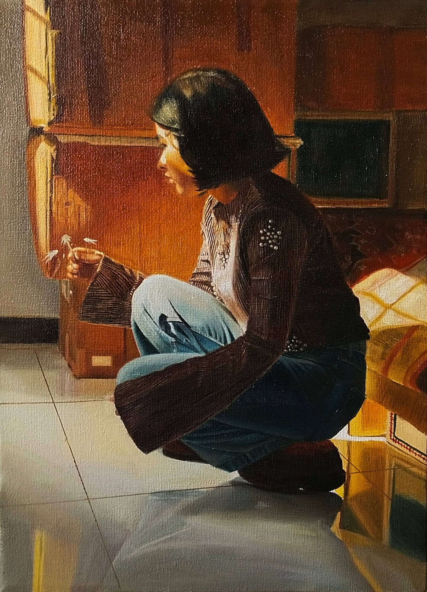 Untitled, Figurative Painting by Dura Shawar, Oil on Canvas, 9 x 12 inches