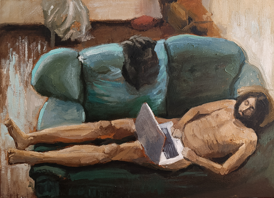 Digital Censorship, Painting by Hina Ejaz Shah, Oil on Canvas, 22 x 16 inches