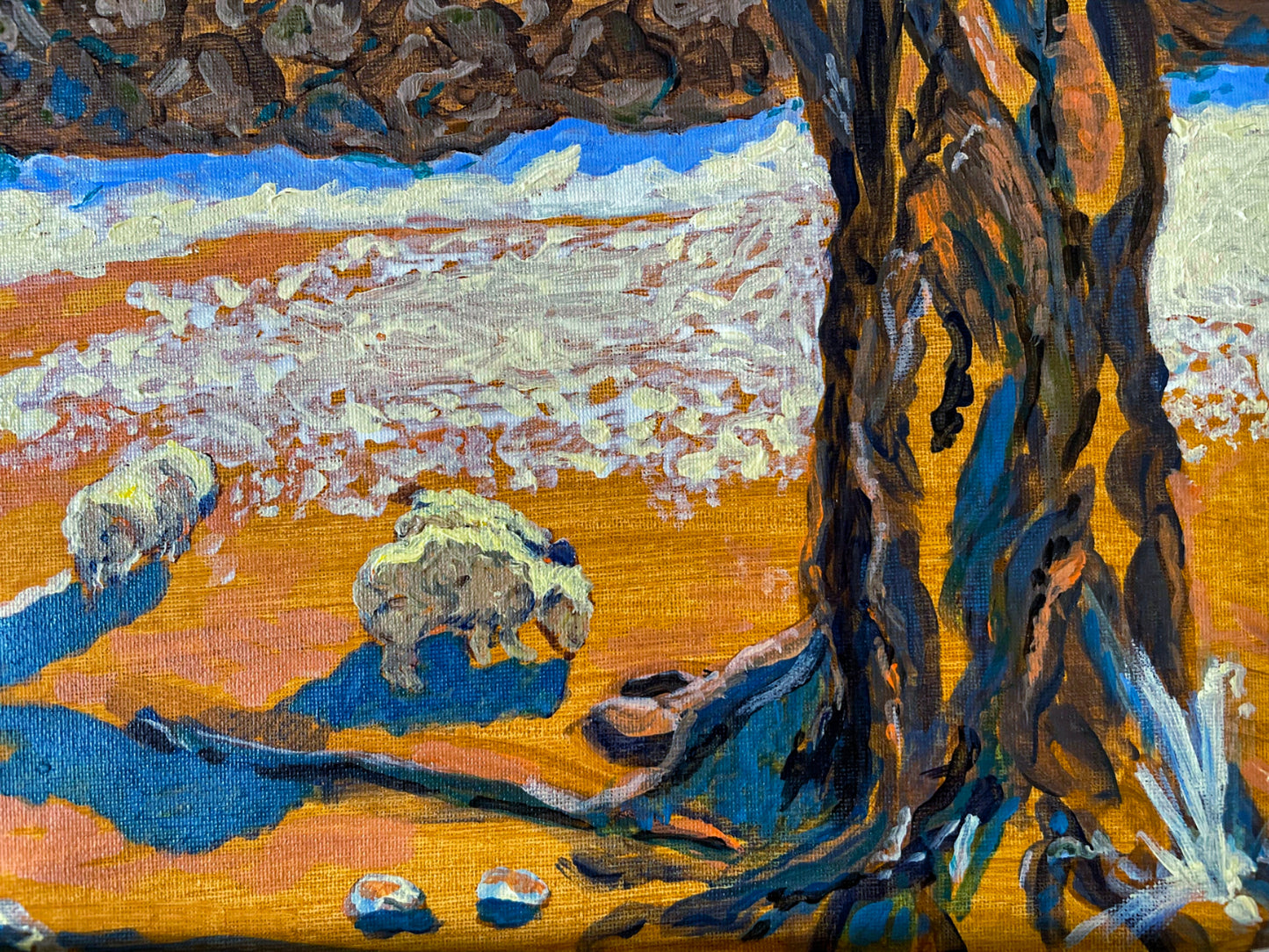 At The Cattle Farm, Painting by Laiba Tanveer, Acrylic on Canvas, 11 x 8 inches