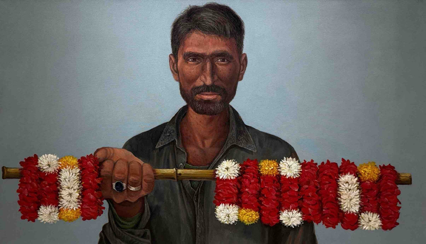 Untitled, Figurative Painting by Asif Hussain, Oil on Canvas, 36 x 21 inches