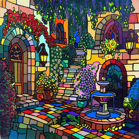 Crossing into the Inner World, Painting by Sana Aman, Acrylic on Canvas, 12 x 12 inches