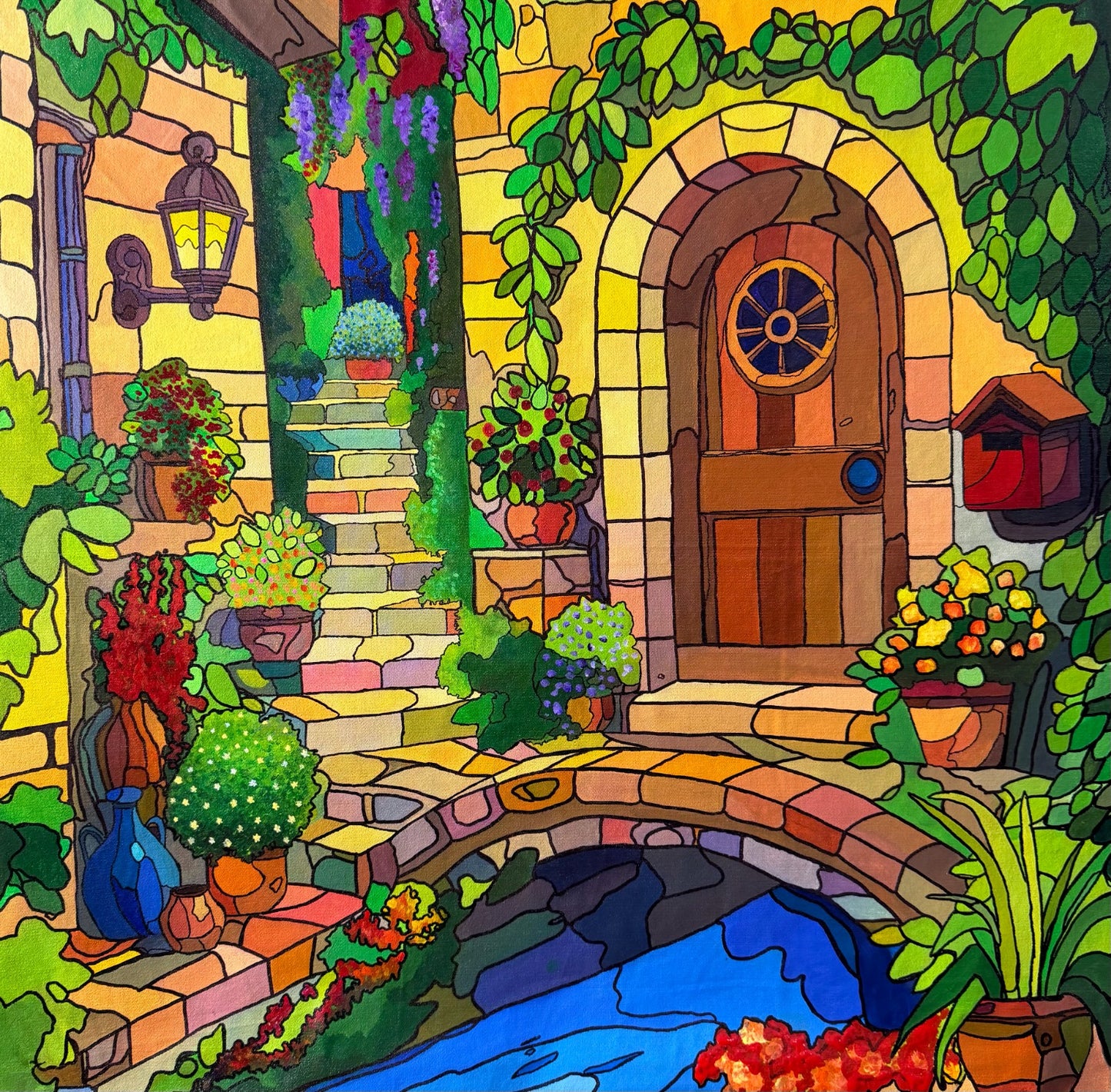 Between Memory & Imagination, Painting by Sana Aman, Acrylic on Canvas, 23 x 23 inches