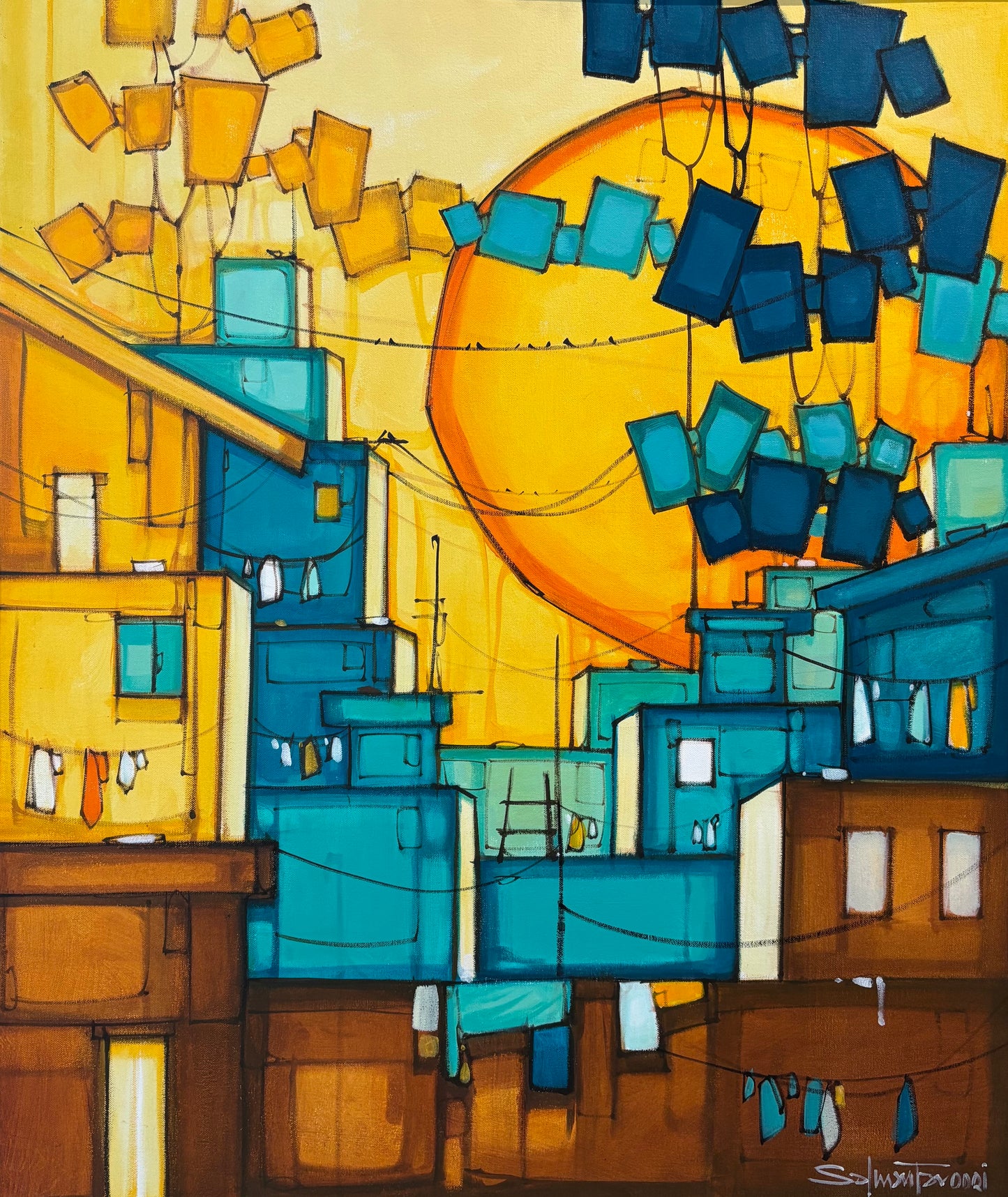 Untitled, Cityscape Painting by Salman Farooqi, Acrylic on Canvas, 30 x 36 inches