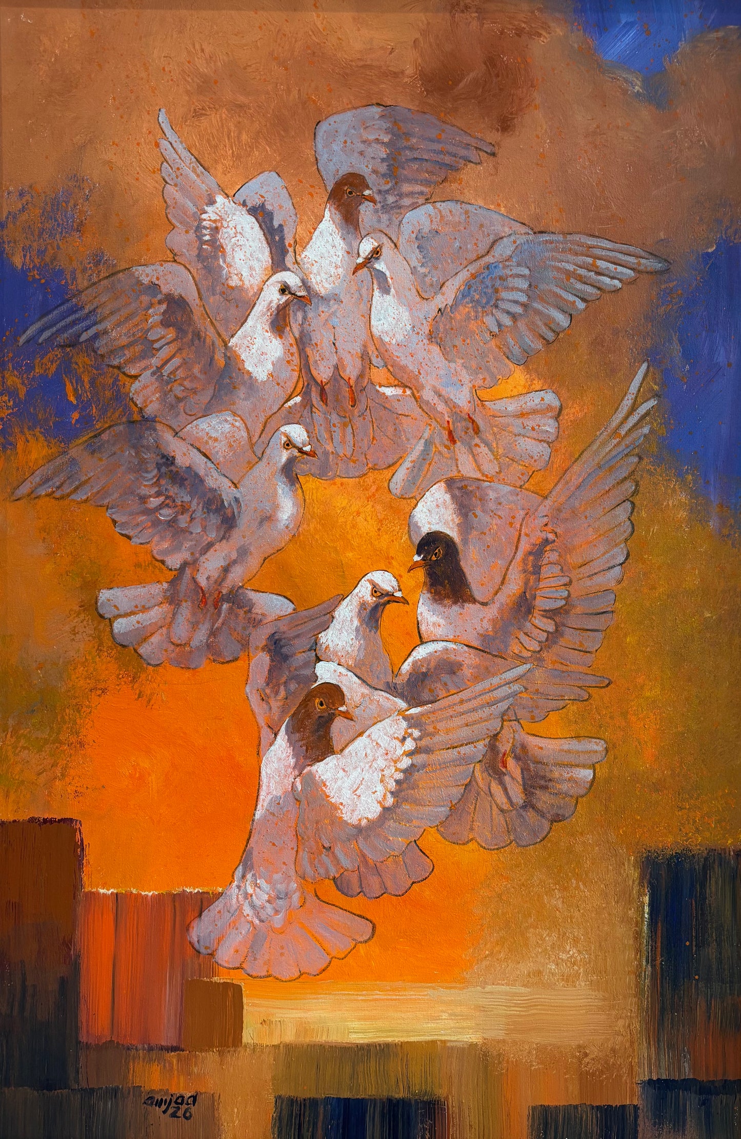 Untitled, Painting by Amjad Hussain, Acrylic on Canvas, 24 x 36 inches