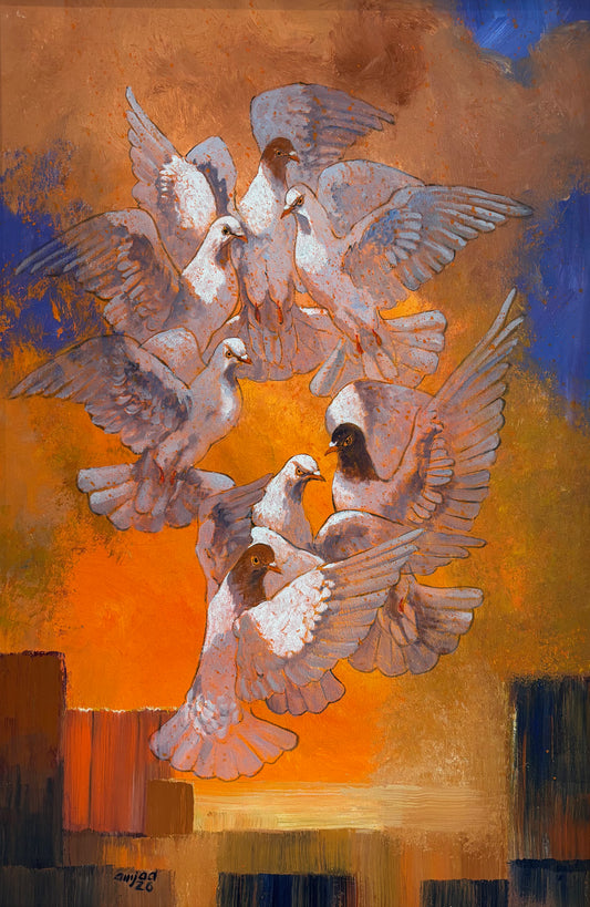 Untitled, Painting by Amjad Hussain, Acrylic on Canvas, 24 x 36 inches