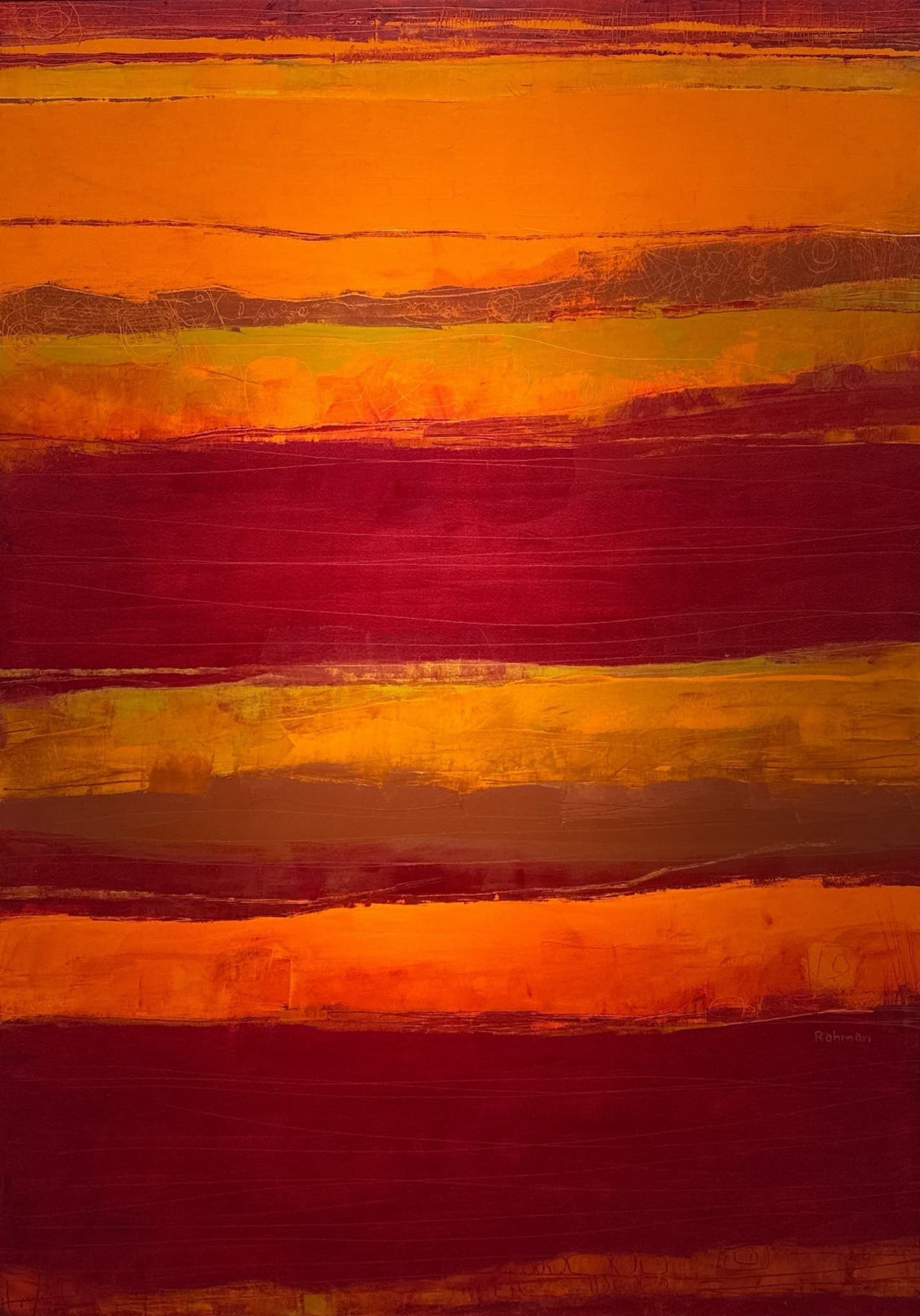 Untitled, Abstract Painting by Abdur Rahman, Oil on Canvas, 36 x 48 inches