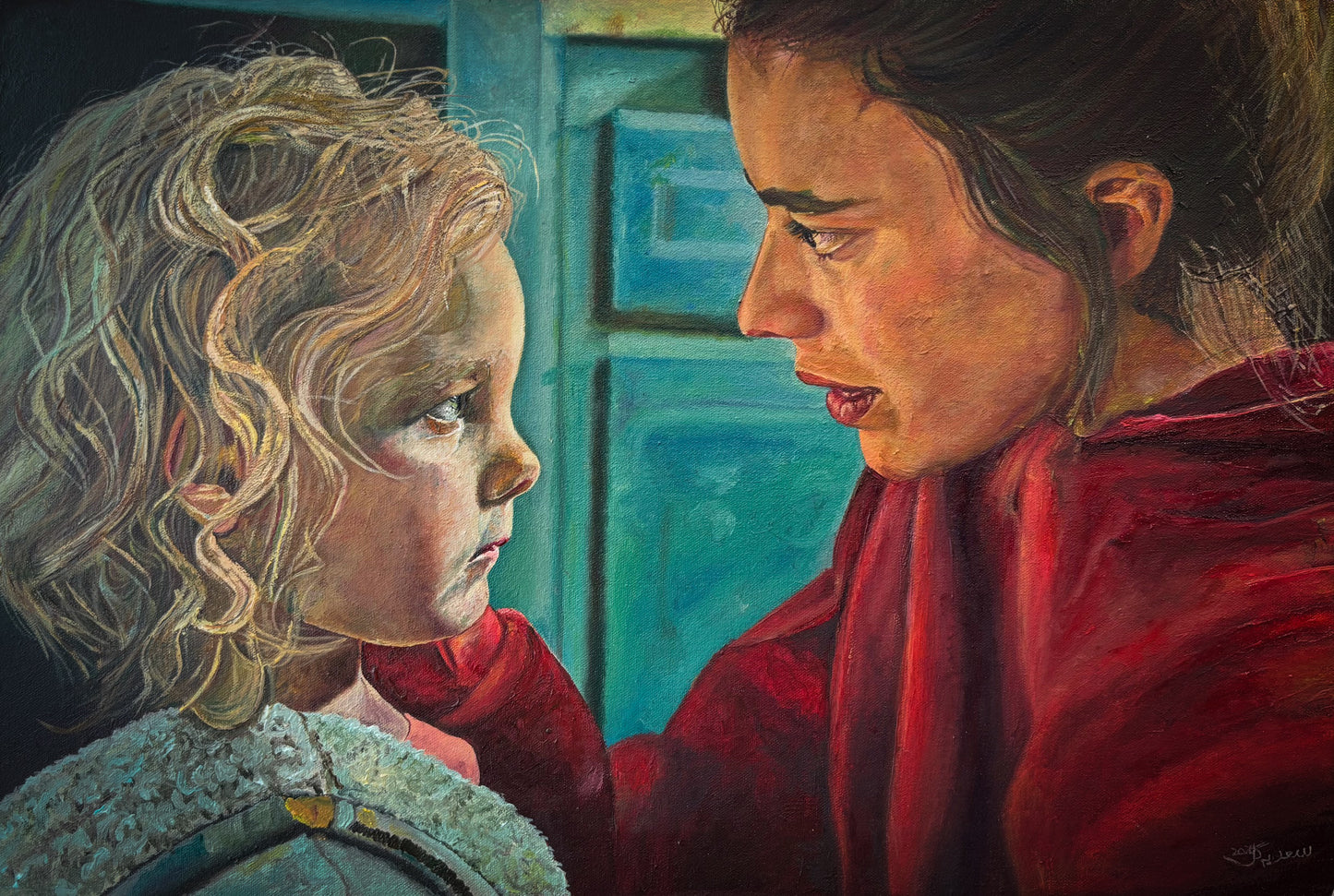 Threshold, Figurative painting by Sadia Gul, Oil on Canvas, 17 x 12 Inches