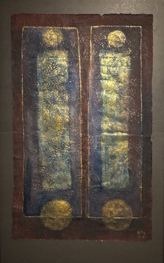 Untitled, Abstract Painting by Mobina Zuberi, Oil on Hand Made Nepalese Paper, 20 x 29.5 inches