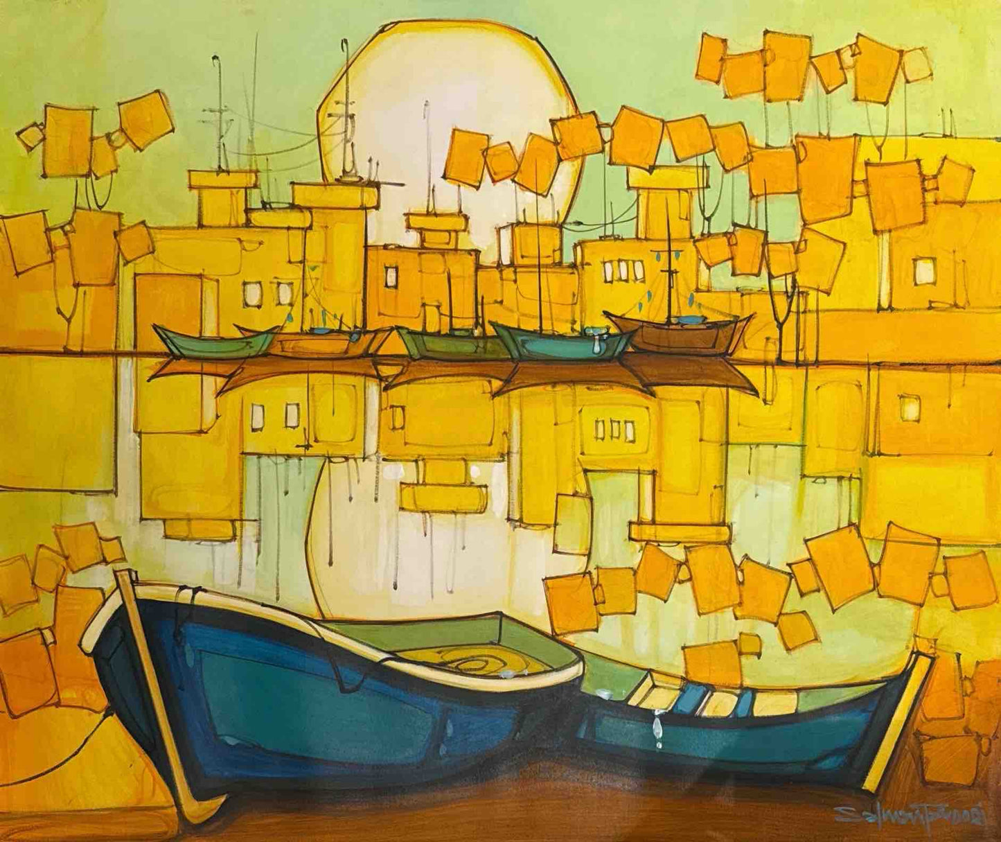 Untitled, Cityscape Painting by Salman Farooqi, Acrylic on Canvas, 36 x 30 inches